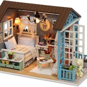 Kit Cottage Fai-da-te, Kit di Mobili in Miniatura Per Cottage in Legno, Giocattolo Per La Casa con Luci a LED, Accessori Per La Casa Per Bambini E Adolescenti