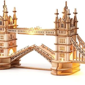 Rolife 3D Wooden Puzzles DIY London Tower Bridge Craft Model Kits for Adults to Build Birthday Gfit for Friends and Family