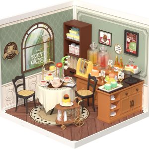 Rolife DIY Miniature Plastic House Building Set Toys Playset with LED Suitable for Mini Figures Construction Toys Diorama Kit Gifts for Adults (Sweet Sips Tea)