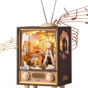 Rolife 3D Wooden Puzzles DIY Book Nook Kit 16 Music Box Model Building Kit with LED 174pcs Hobby Gift Craft for Adults Girls Boys (Sunset Carnival)