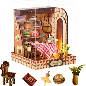 Book Nook Kit, DIY Miniature House Kit with LED, 3D Wooden Puzzles for Adults Mini House Building Kit, Dollhouse Kit Bookshelf Insert Decor Creative Gifts