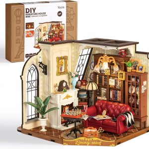 Rolife DIY Miniature House Kit for Adults, Mini Wooden Dollhouse Kit, Tiny House Diorama Building Kits-Birthday Christmas Craft Hobbies Gift for Teens Kids (Catherine's Living Room)