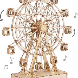 Rolife 3D Wooden Puzzle Ferris Wheel Hand Crank Music Box - Machinarium Toys DIY Wood Craft Kit Creative Bithday Gift for Adults (Ferris Wheel)