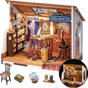Rolife DIY Miniature House Kit Magic House, Tiny House Kit for Adult to Build, Mini House Making Kit with Furniture, HalloweenChristmas DecorationsGifts for Family and Friends(Kiki's Magic Emporium)
