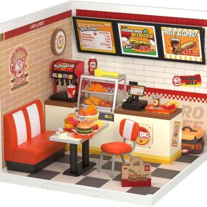 Rolife DIY Miniature Plastic House Building Set Toys Playset with LED Suitable for Mini Figures Construction Toys Diorama Kit Gifts for Adults (Yum Yum Burgers)