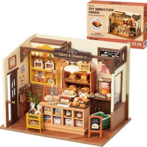 Rolife Miniature House Kit for Beginners-120 DIY Miniature Dollhouse Kit with LED Lights-Tiny House Crafts for Adults-Birthday Gifts Hobbies for Women and Men