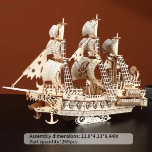 Pirate Boat 3D Wooden Puzzle Ship Building Model Kit Assembly Jigsaw for Adult