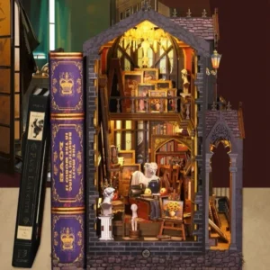 奇妙画室 CRIOLPO Kit Book Nook DIY-Modellismo Miniatura 3D Creativo con Luci LED da Montare per Decorare Librerie - Regalo Originale per Appassionati di Fai da Te